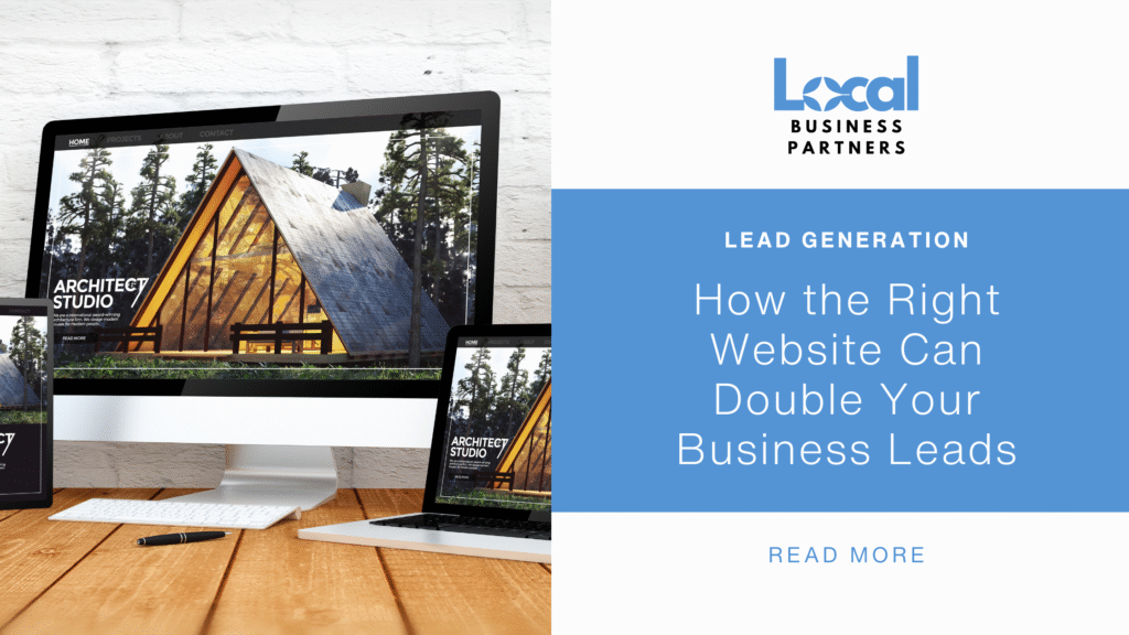 An architect studio website displayed on a PC with the business logo, blog title, and read more option